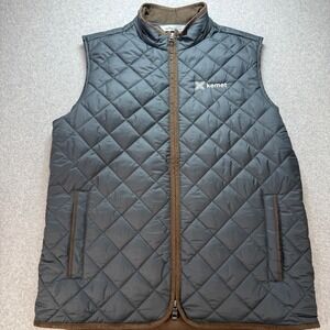 Peter Millar Essex Quilted Vest Mens Medium Gray Kemet Logo Fleece Lined Gilet